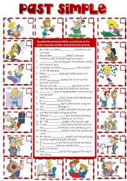 English Worksheet: Past Simple Tense (B&W + KEY imcluded)