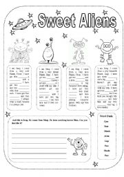 English Worksheet: Sweet Aliens (body parts)