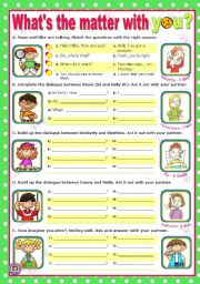 English Worksheet: Whats the matter with you?  -  easy, short dialogues for young learners