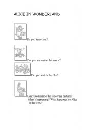 English Worksheet: alice in wonderland