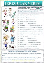 English Worksheet: IRREGULAR VERBS  simple past tense