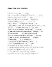 English Worksheet: Prepositions after adjectives