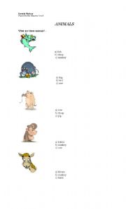 English worksheet: Vocabulary - Animals