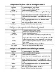 English Worksheet: music- matching definitions