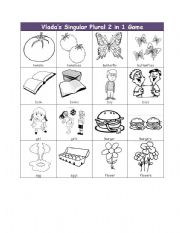 English Worksheet: Singular Plural 2 games in 1