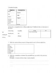 English Worksheet: comparatives and superlatives