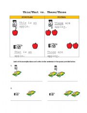 English Worksheet: these and this