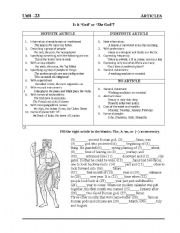 English Worksheet: ARTICLES : A / AN / THE