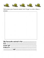 English worksheet: My favourite animal