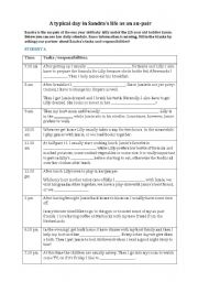 English Worksheet: Information Gap Activity - A typical day in Sandras life as an au pair