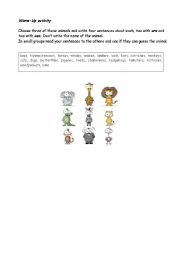 English Worksheet: Warm-Up: animals.