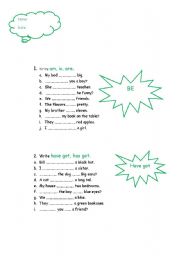 English worksheet: be- have got