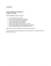 English worksheet: Anger Management