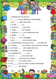 English Worksheet: CAN OR CANT