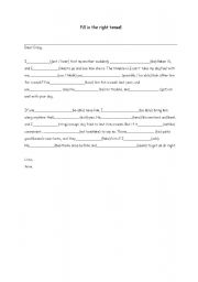 English Worksheet: Letter mixed tenses