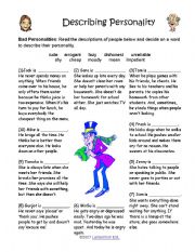 English Worksheet: Describing personality