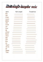 past simple  irregular verbs