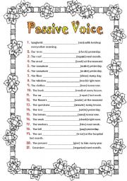English Worksheet: 21 sentence to form PASSIVE VOICE                            KEY INCLUDED