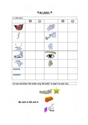 English worksheet: Body ( self-assessment)