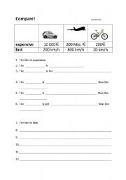 English worksheet: Compare ways of transport