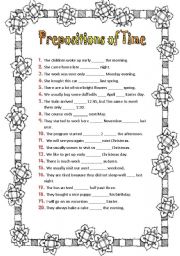 English Worksheet: repositions of time  KEY INCLUDED