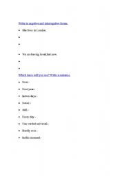 English Worksheet: Present simple and present continuous