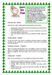 English Worksheet: New Year�s traditions