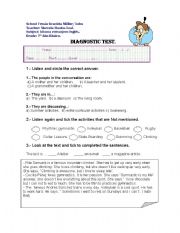 English Worksheet: Diagnostic Test 