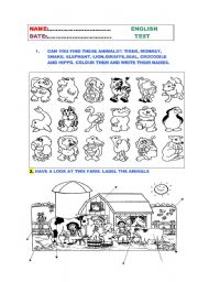English Worksheet: a test for young learners