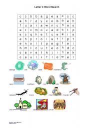 English Worksheet: Letter C Word Search