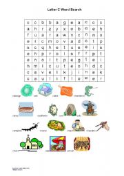 English worksheet: Letter C Word Search