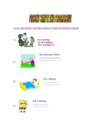 English worksheet: present simple and continuous