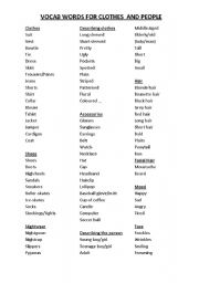 Adjectives for Describing People worksheet