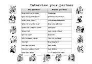 English Worksheet: Interview your partner