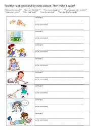 English Worksheet: Imperative as an impolite form and as a question with can you ... please