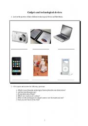 English worksheet: Gadgets and technological devices