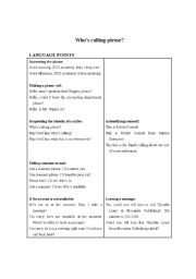 English worksheet: Whos calling?