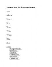 English Worksheet: Newspaper Outline