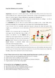 English Worksheet: Eat for life