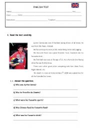 English Worksheet: Ayrton Senna