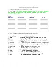 English Worksheet: Rooms and furniture