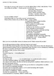 English Worksheet: Going to the cinema