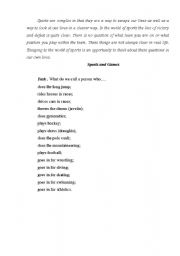 English worksheet: sport and games