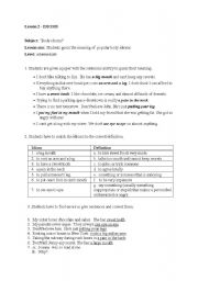 English worksheet: Body idioma