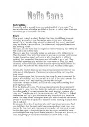 English Worksheet: Mafia Game Instrution part 1