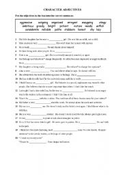 English Worksheet: personality adjectives