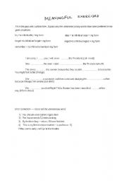 English worksheet: meaningful exercises - fill in the gaps and error correction