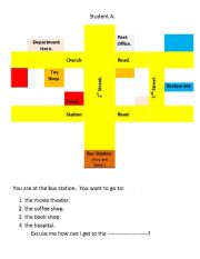 English Worksheet: Giving directions. (pair work)