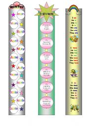 English Worksheet: Bookmarks( Months, Its + adj + base form , To Be, To have , To Do )