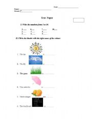 English Worksheet: 4th grade initial test
